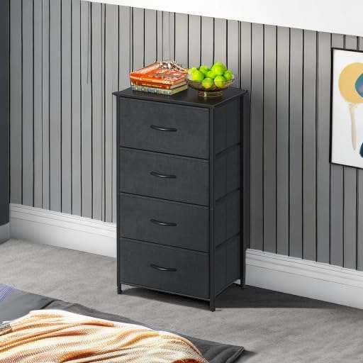 Compact Fabric Dresser with 4 Drawers – Space-Saving Storage for Small Rooms