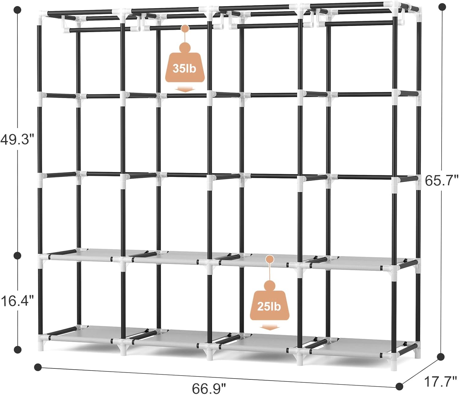 Large Capacity Portable Closet with Cover – Free Standing Wardrobe Organizer