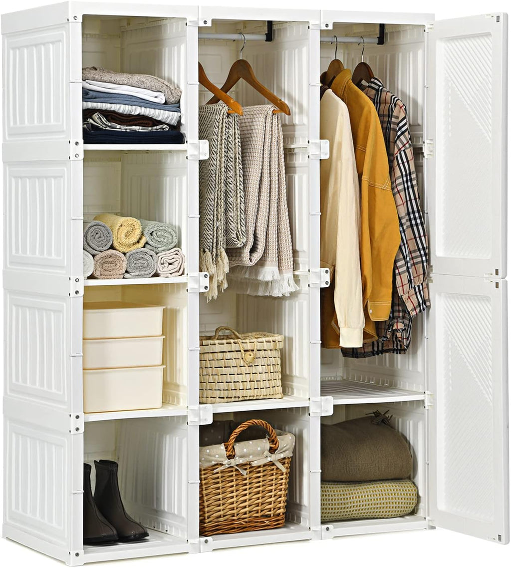 Portable Wardrobe Closet with Cover – Large Capacity Foldable Storage Organizer