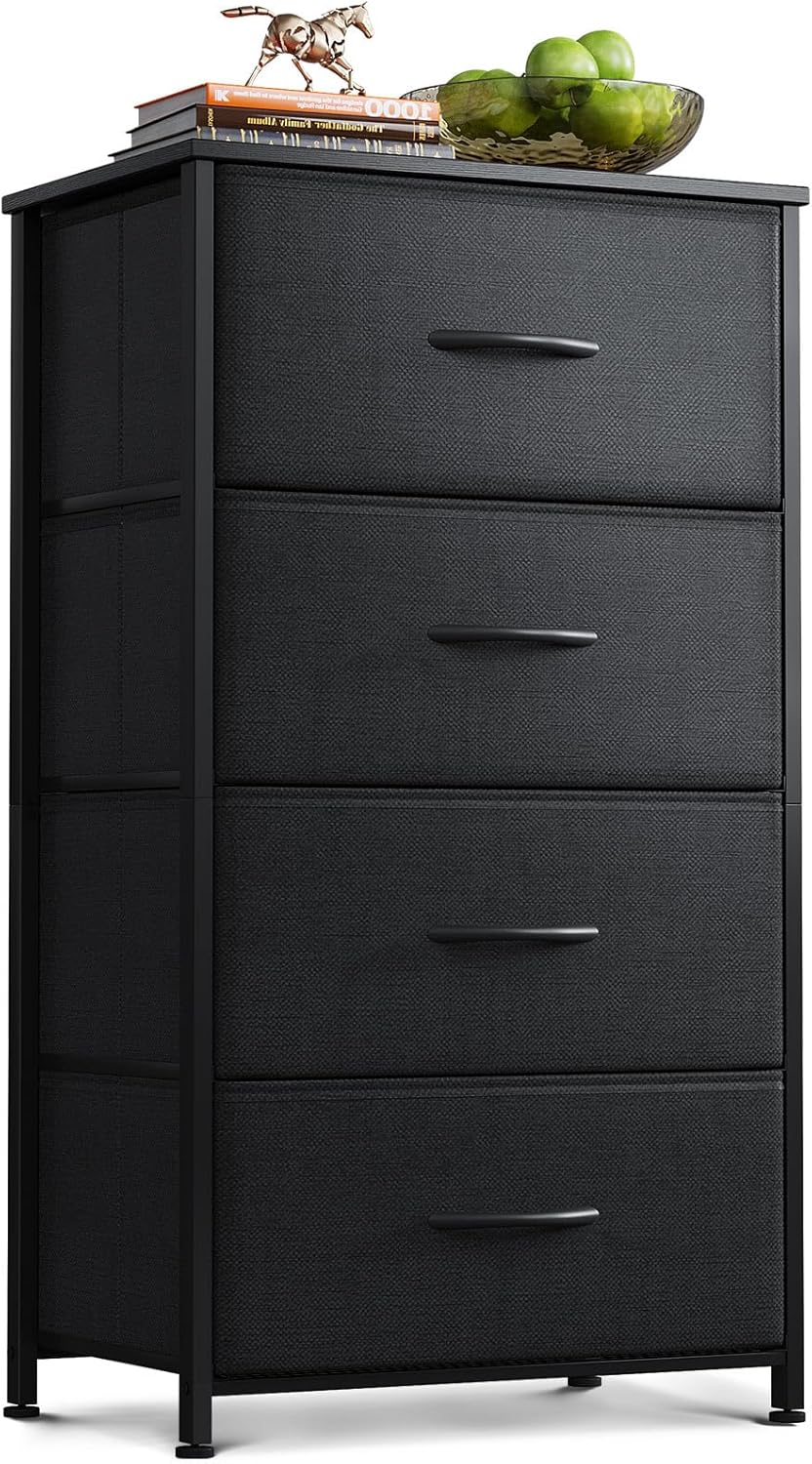 Compact Fabric Dresser with 4 Drawers – Space-Saving Storage for Small Rooms