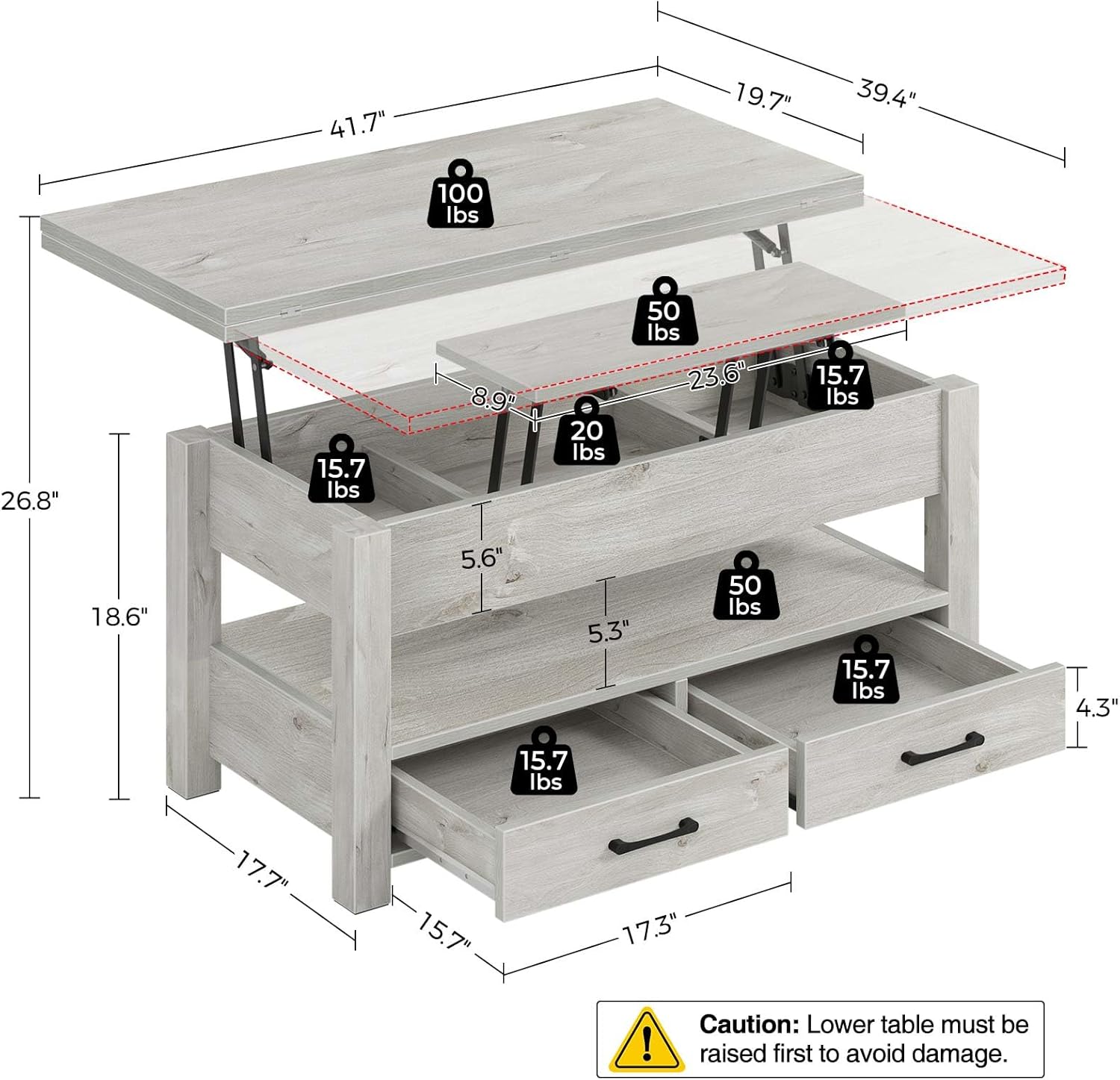 Lift-Top Convertible Coffee Table with Storage – Multi-Function Living Room Table