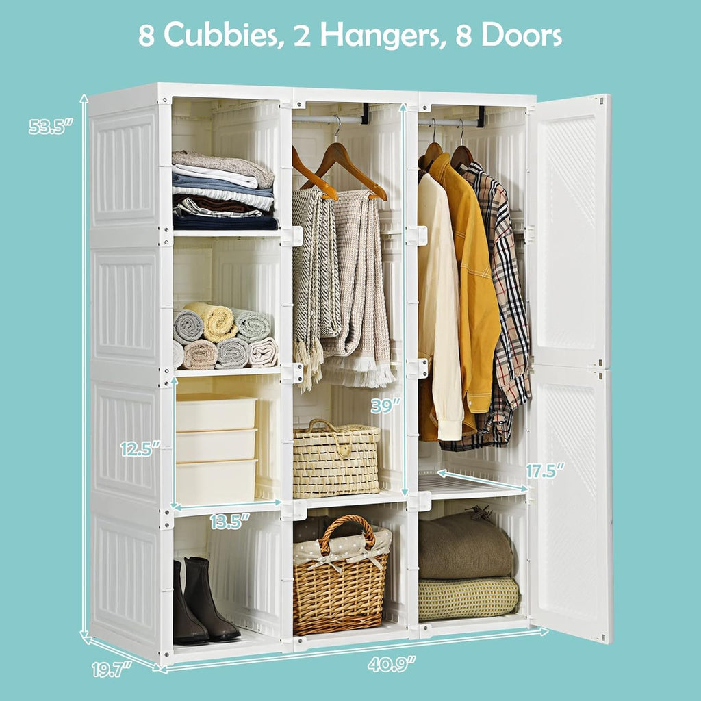 Portable Wardrobe Closet with Cover – Large Capacity Foldable Storage Organizer