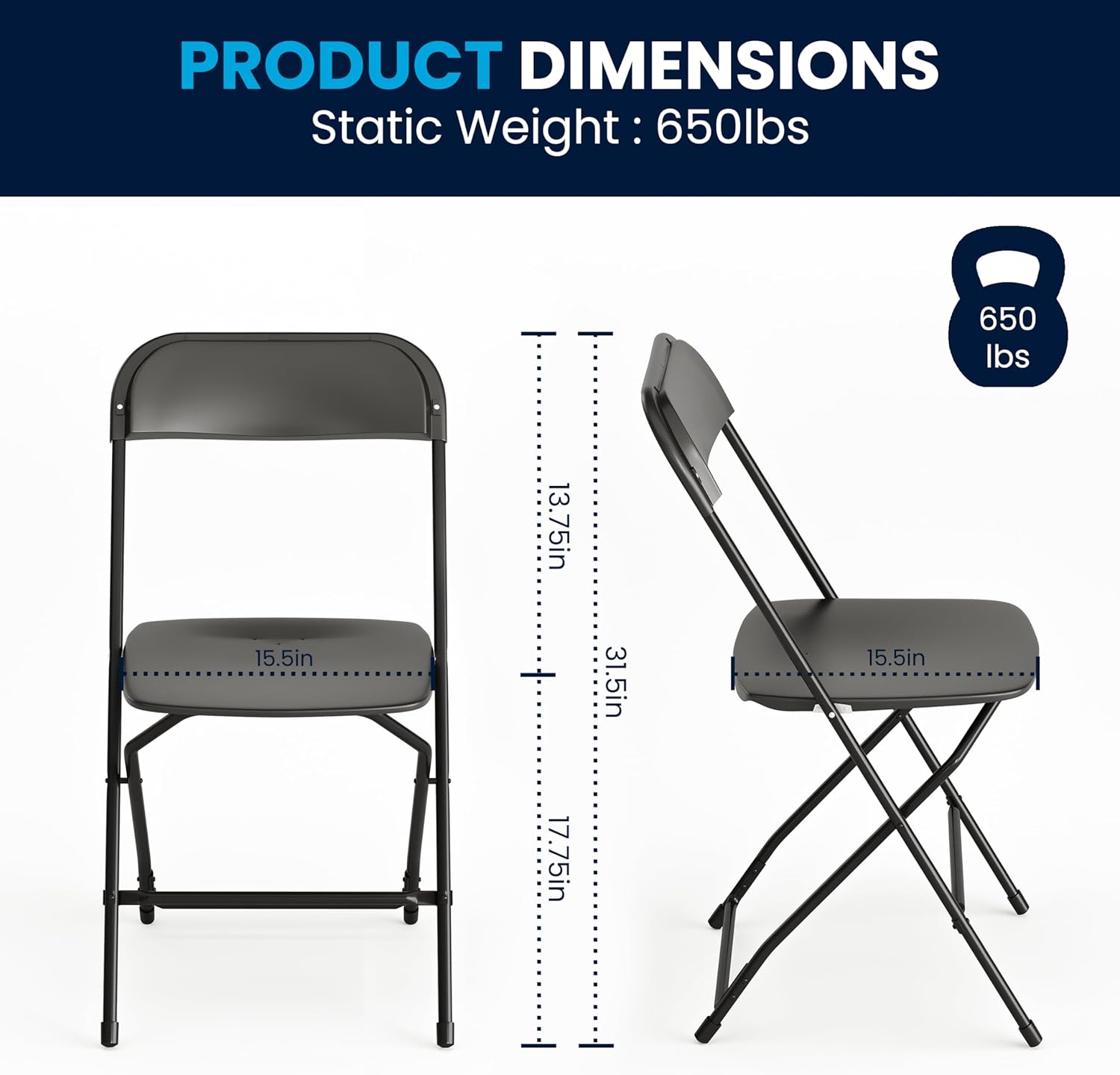Heavy-Duty Folding Plastic Chairs – Set of 10, Commercial Grade Seating