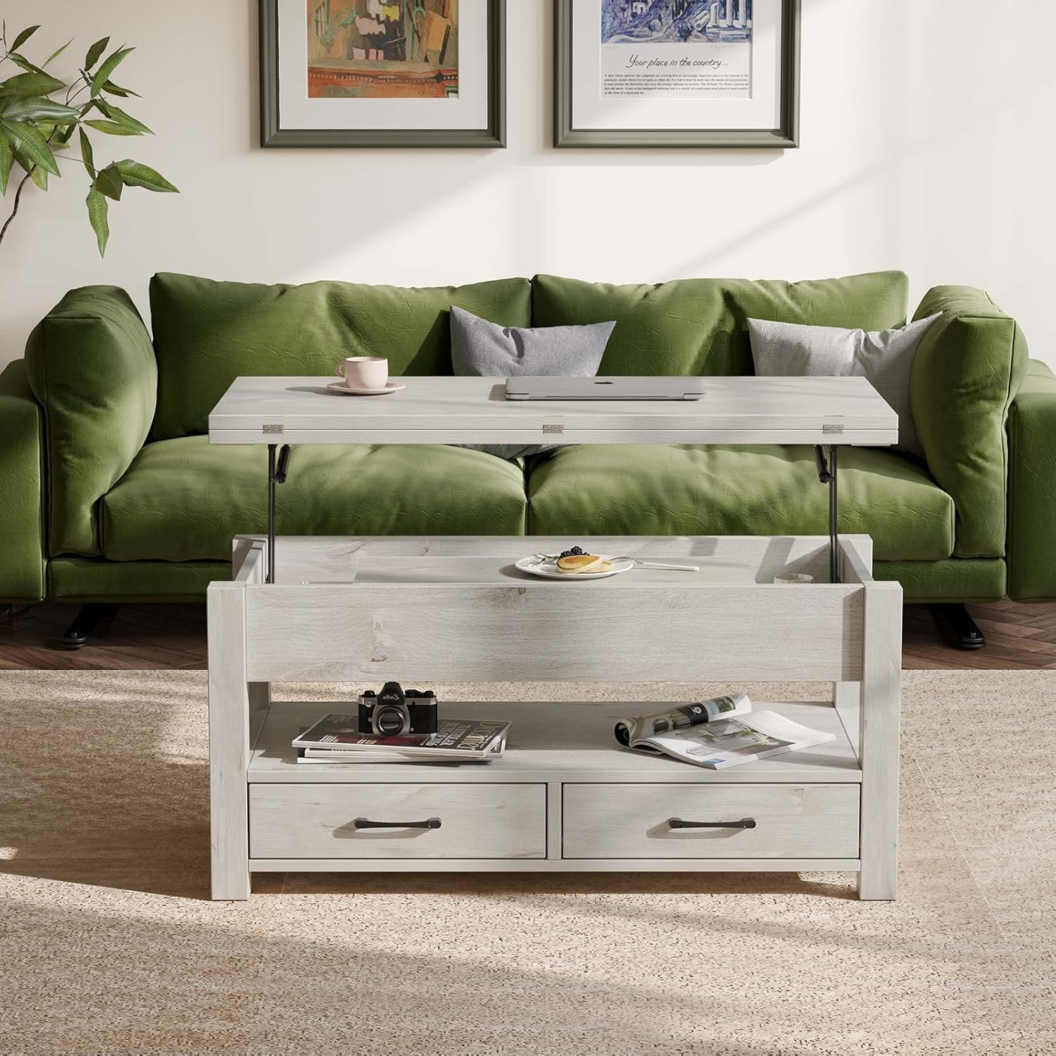 Lift-Top Convertible Coffee Table with Storage – Multi-Function Living Room Table