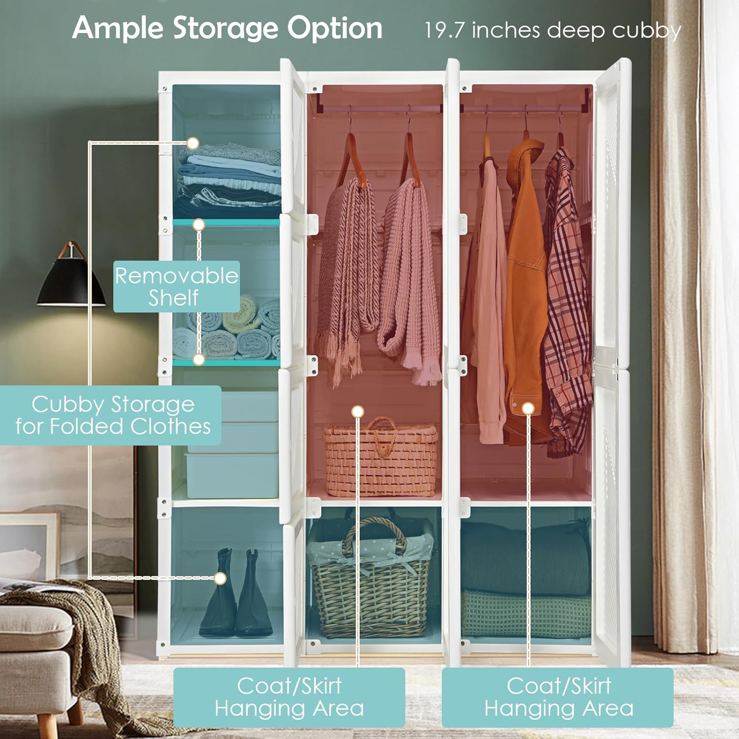 Portable Wardrobe Closet with Cover – Large Capacity Foldable Storage Organizer