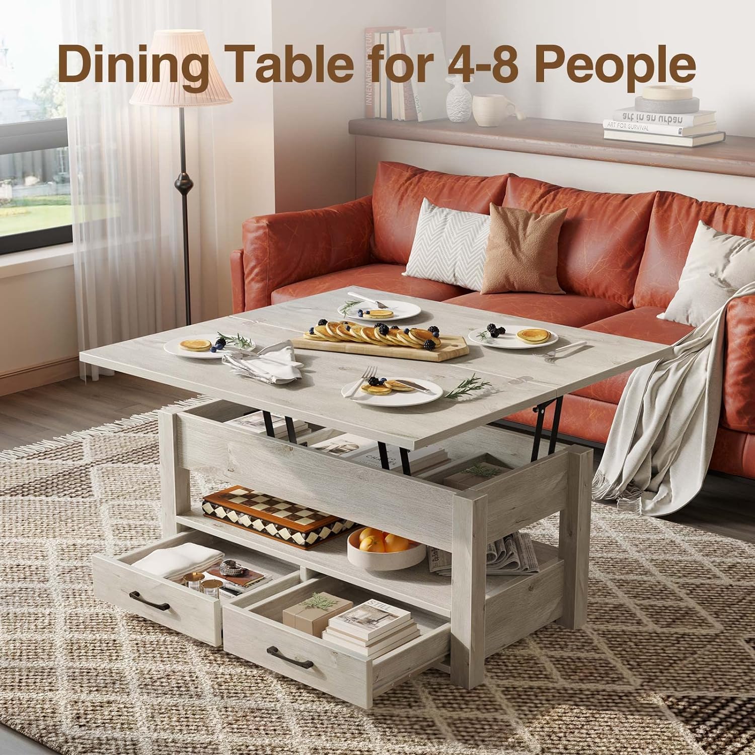 Lift-Top Convertible Coffee Table with Storage – Multi-Function Living Room Table