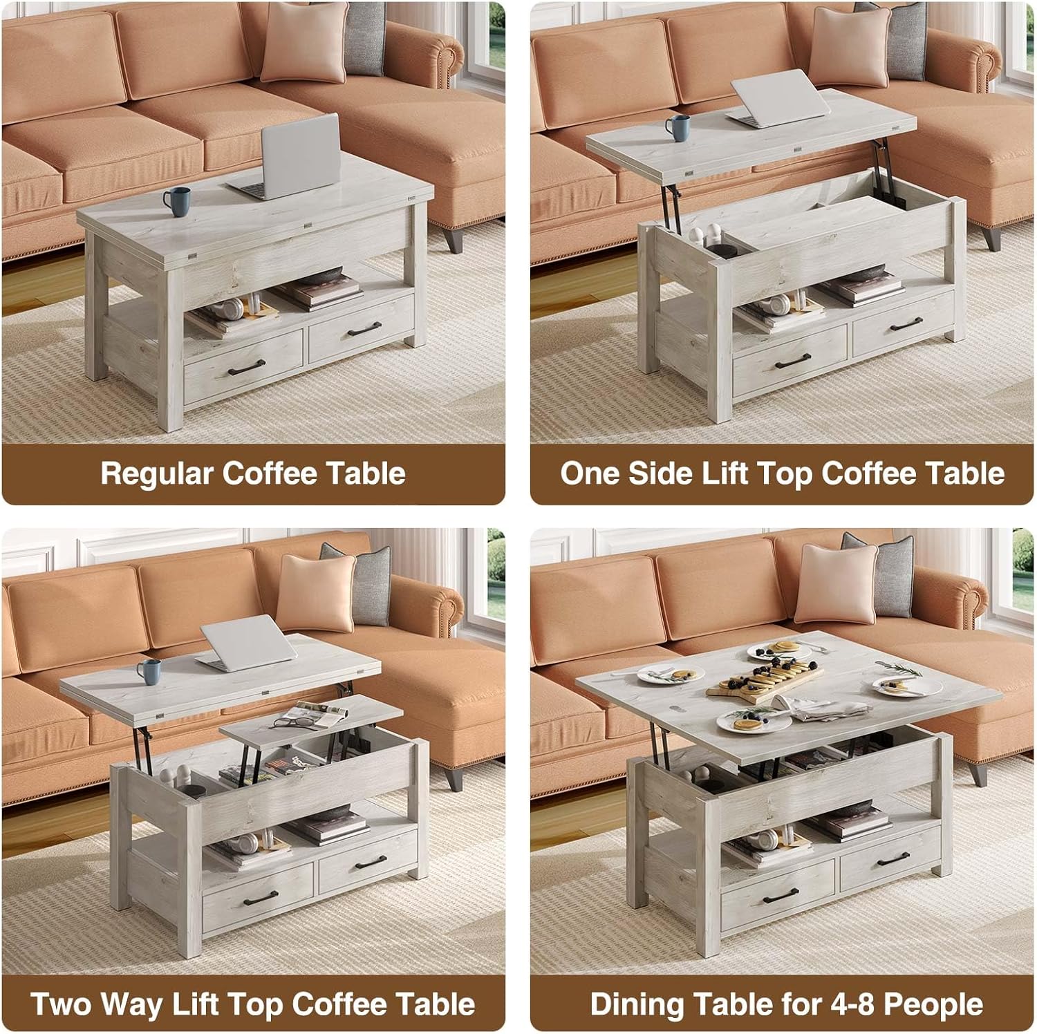 Lift-Top Convertible Coffee Table with Storage – Multi-Function Living Room Table